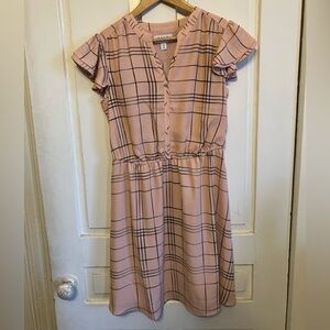 Pink Plaid Button-Down Dress